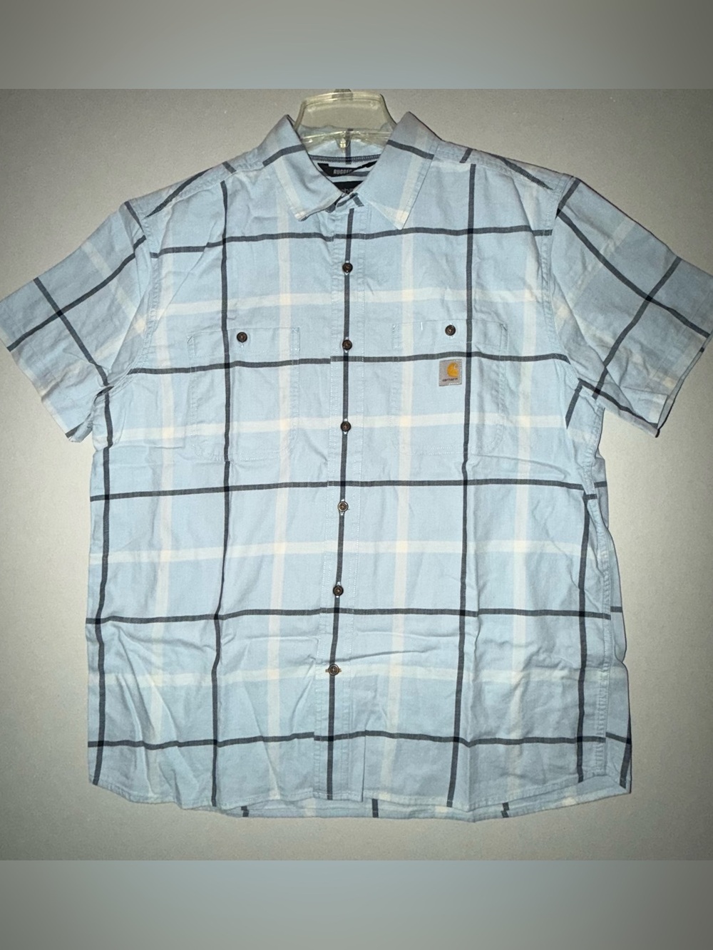 Title 191: Carhartt Rugged Flex Plaid Work Shirt Large Blue